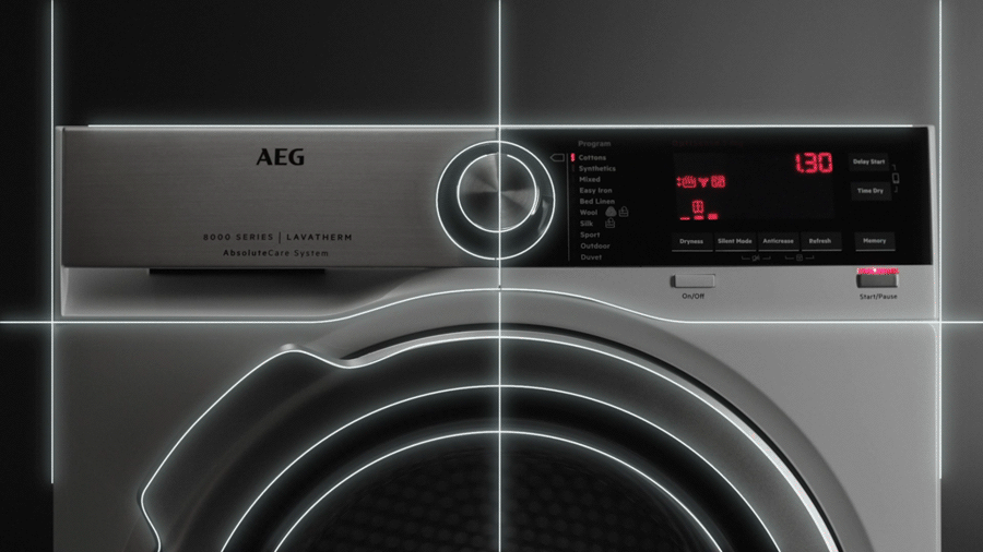 Een animatie laat de symmetrie zien van het digitale bedieningspaneel