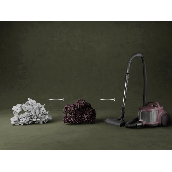 Vacuum cleaner and main nozzle made with up to 50% recycled plastic for a more sustainable choice.