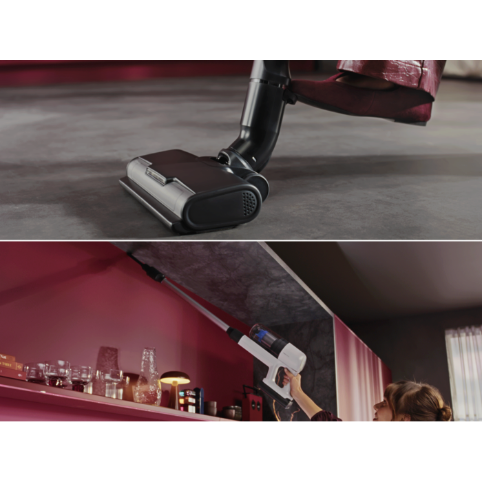 Switch nozzles in a single step with the foot release – no bending needed