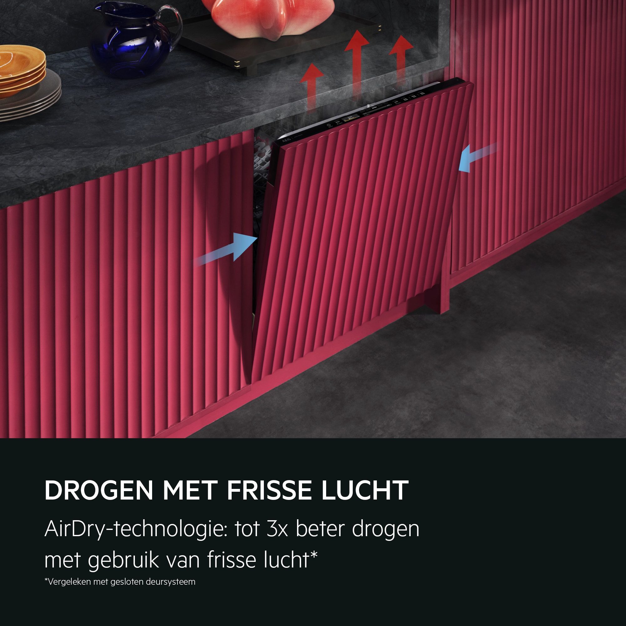  DROGEN MET FRISSE LUCHT
           
            AirDry-technologie: tot 3x beter drogen met gebruik van frisse lucht*
          