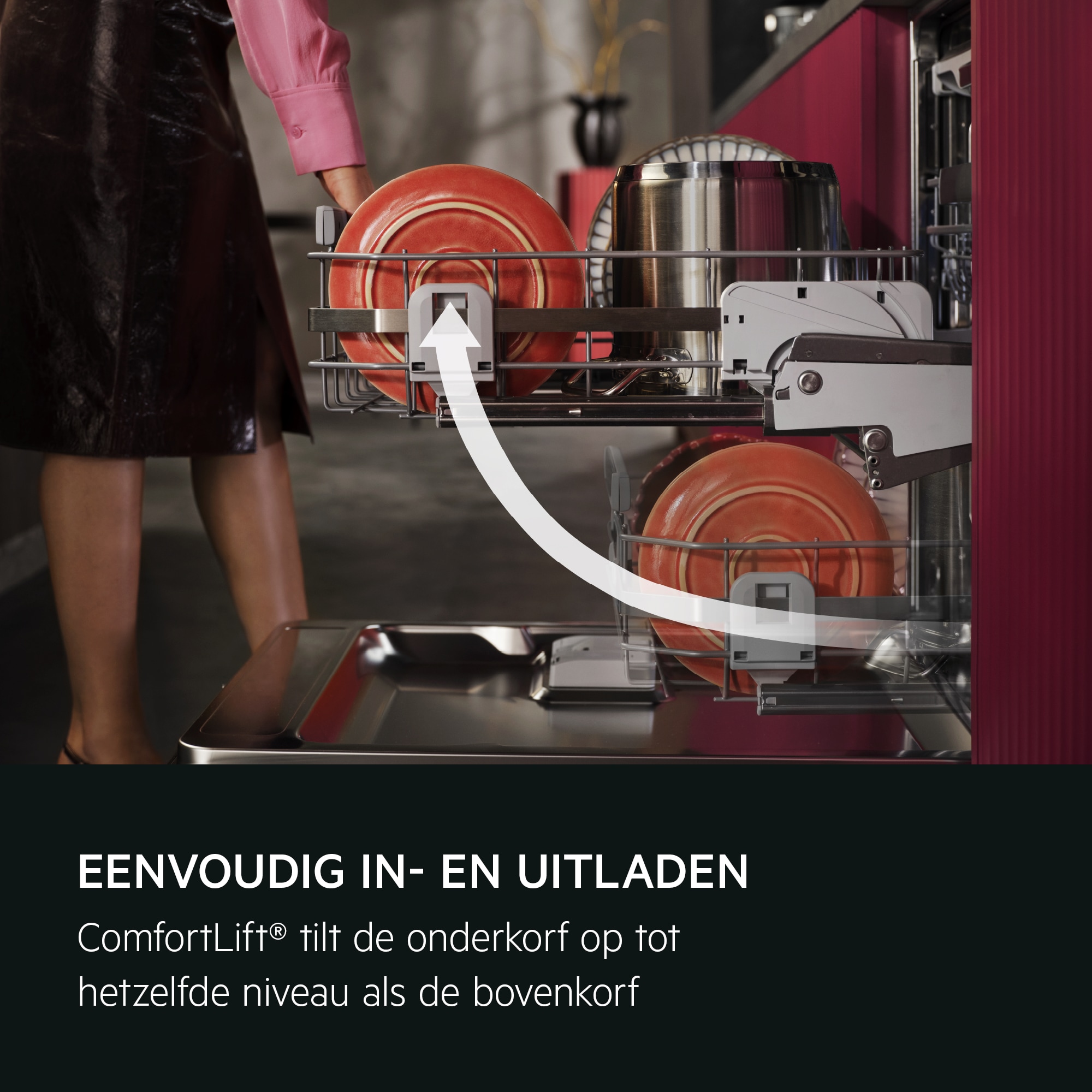 EENVOUDIG IN- EN UITLADEN
           
            
            ComfortLift® tilt de onderkorf op tot hetzelfde niveau als de bovenkorf.
          
          