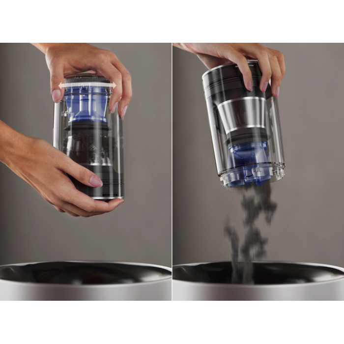 Quick-release dustbin makes emptying simple and clean