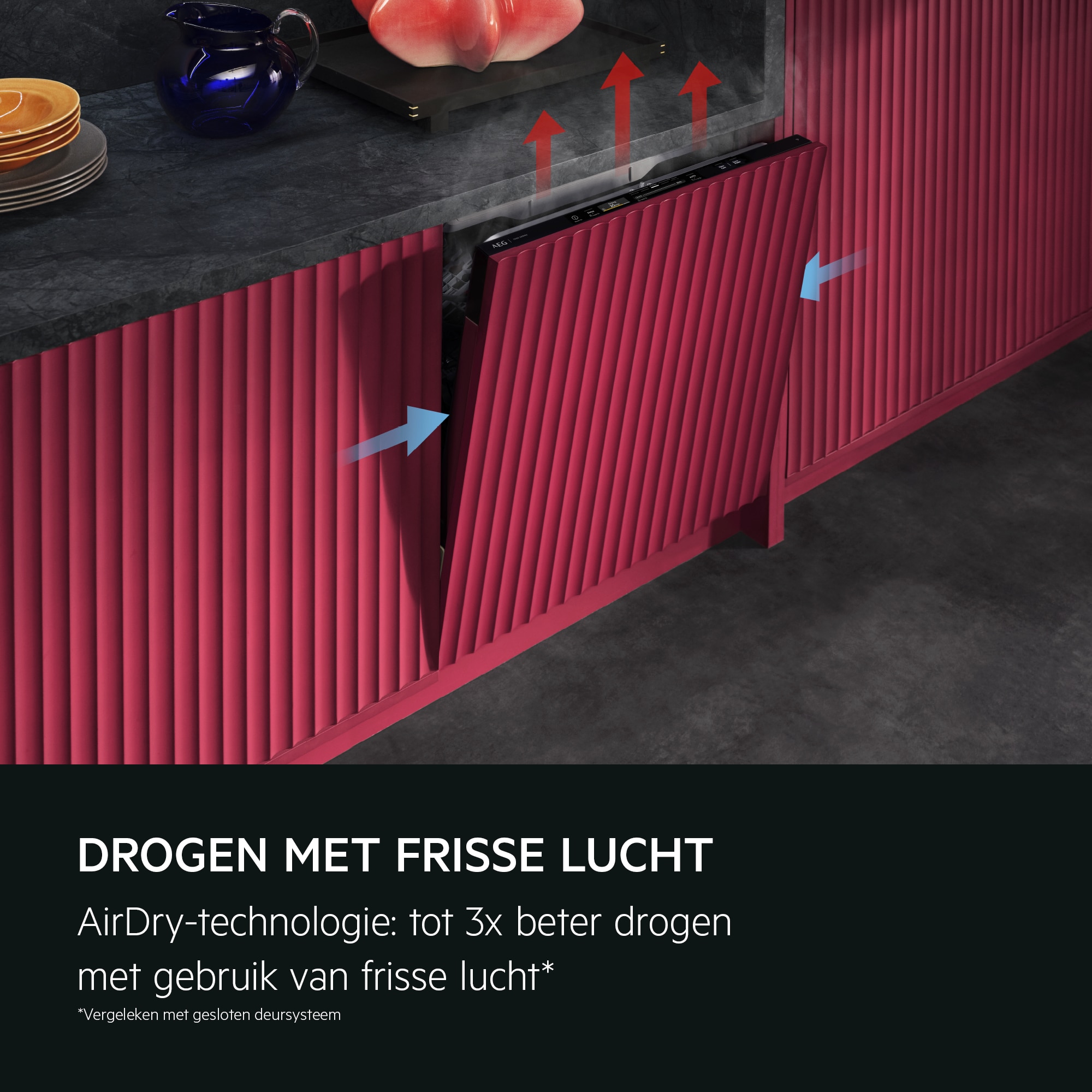 DROGEN MET FRISSE LUCHT
           
            AirDry-technologie: tot 3x beter drogen met gebruik van frisse lucht*
          