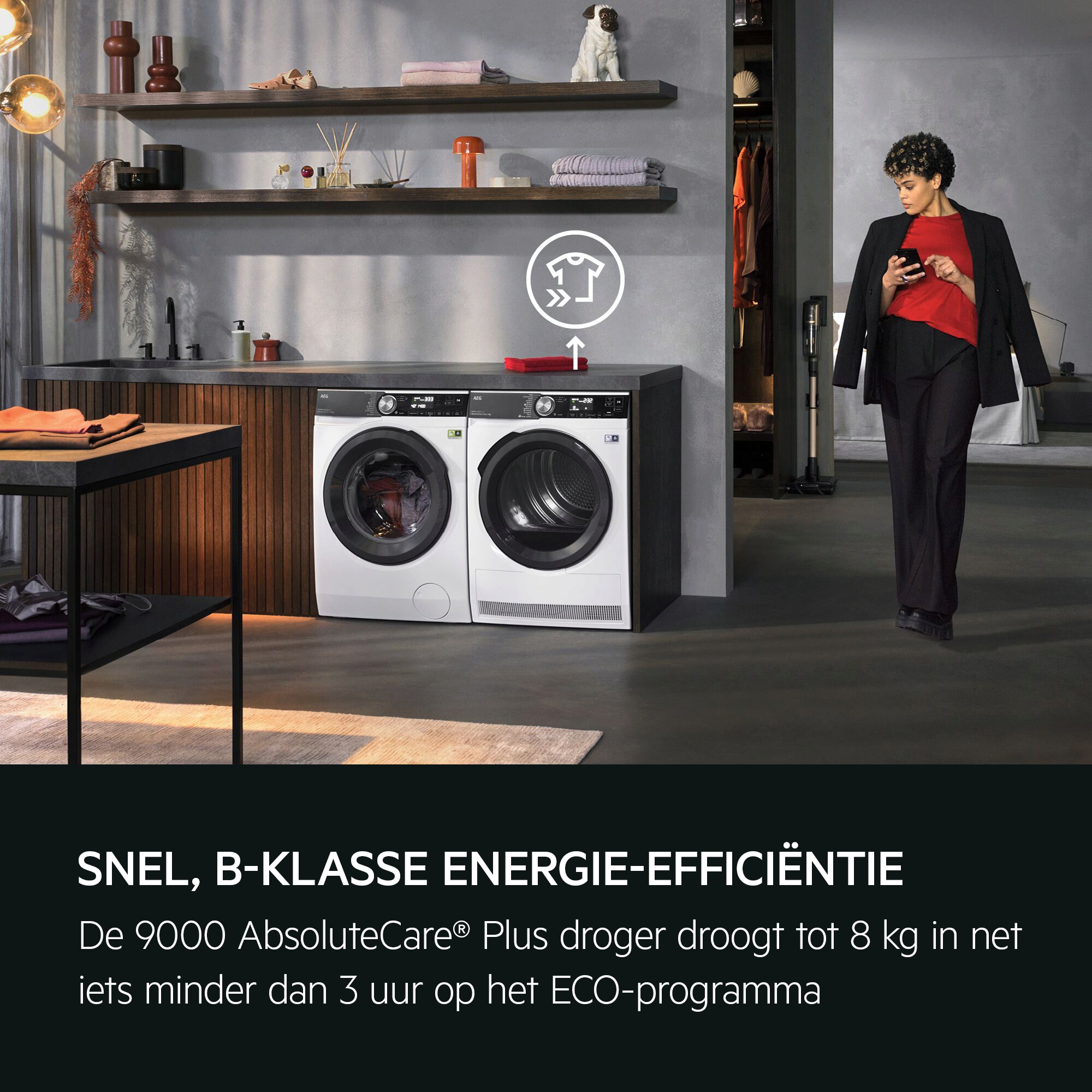 Fast, B-Class efficiency.
9000 AbsoluteCare® Plus dries up to 8kg in just under 
3 hours on the ECO cycle.