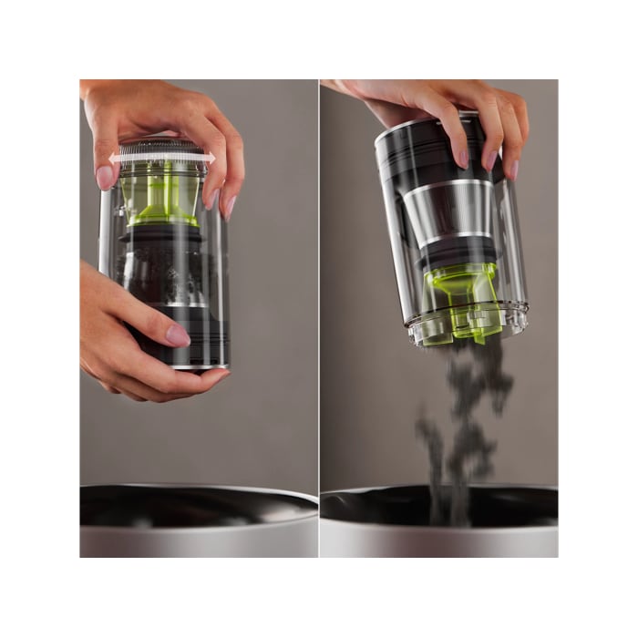 Quick-release dustbin makes emptying simple and clean