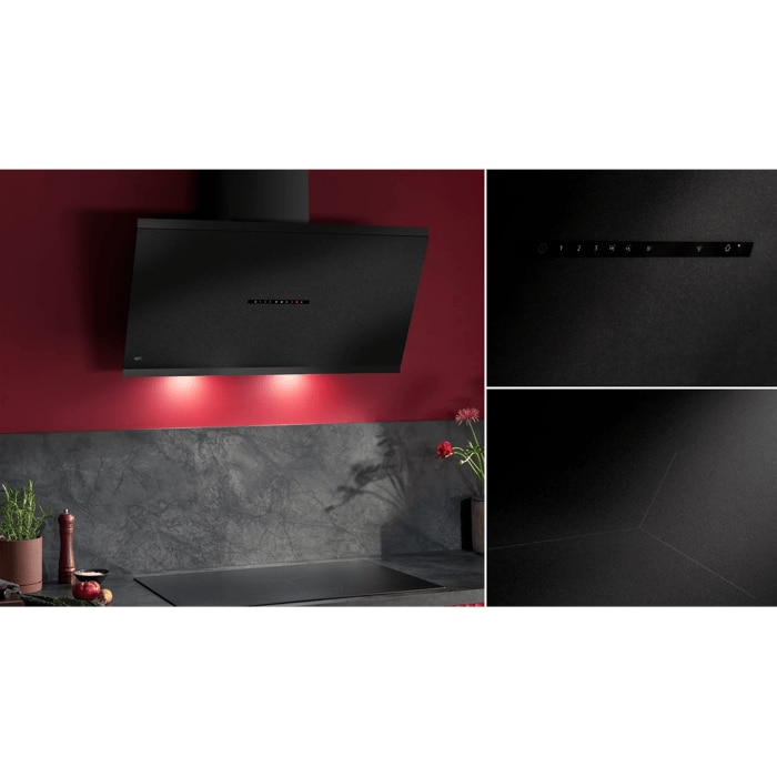 Matt black glass with textural look pairs with SaphirMatt® hobs.