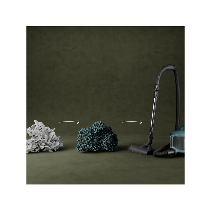 Vacuum cleaner and main nozzle made with up to 50% recycled plastic for a more sustainable choice.