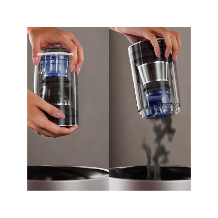 Quick-release dustbin makes emptying simple and clean