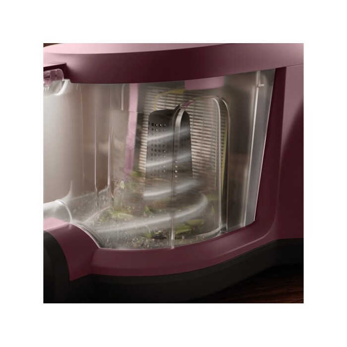 Vacuum cleaner with cyclone separator for efficient cleaning with less frequent bin emptying.*Based on internal test according to IEC 62885-2 edition 2.0.5.1.5, 10 & 5.12