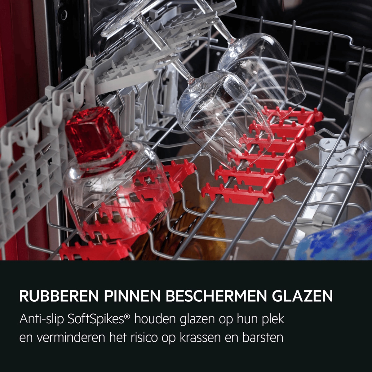 RUBBEREN PINNEN BESCHERMEN GLAZEN Anti-slip SoftSpikes® houden glazen op hun plek en verminderen het risico op krassen en barsten