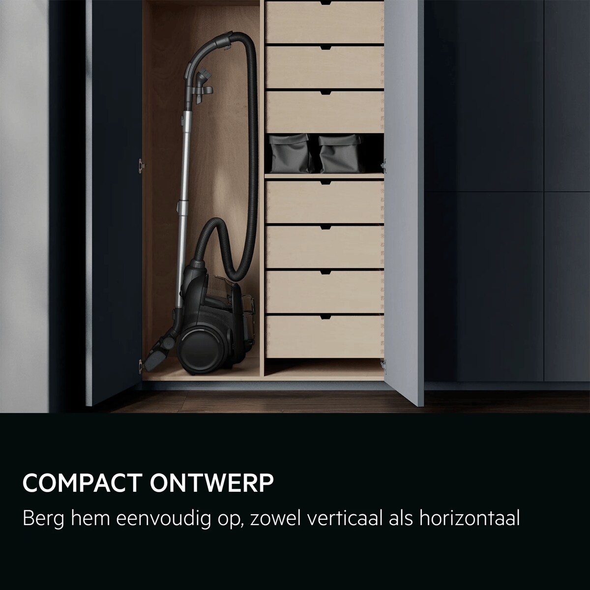 COMPACT ONTWERP Berg hem eenvoudig op, zowel verticaal als horizontaal