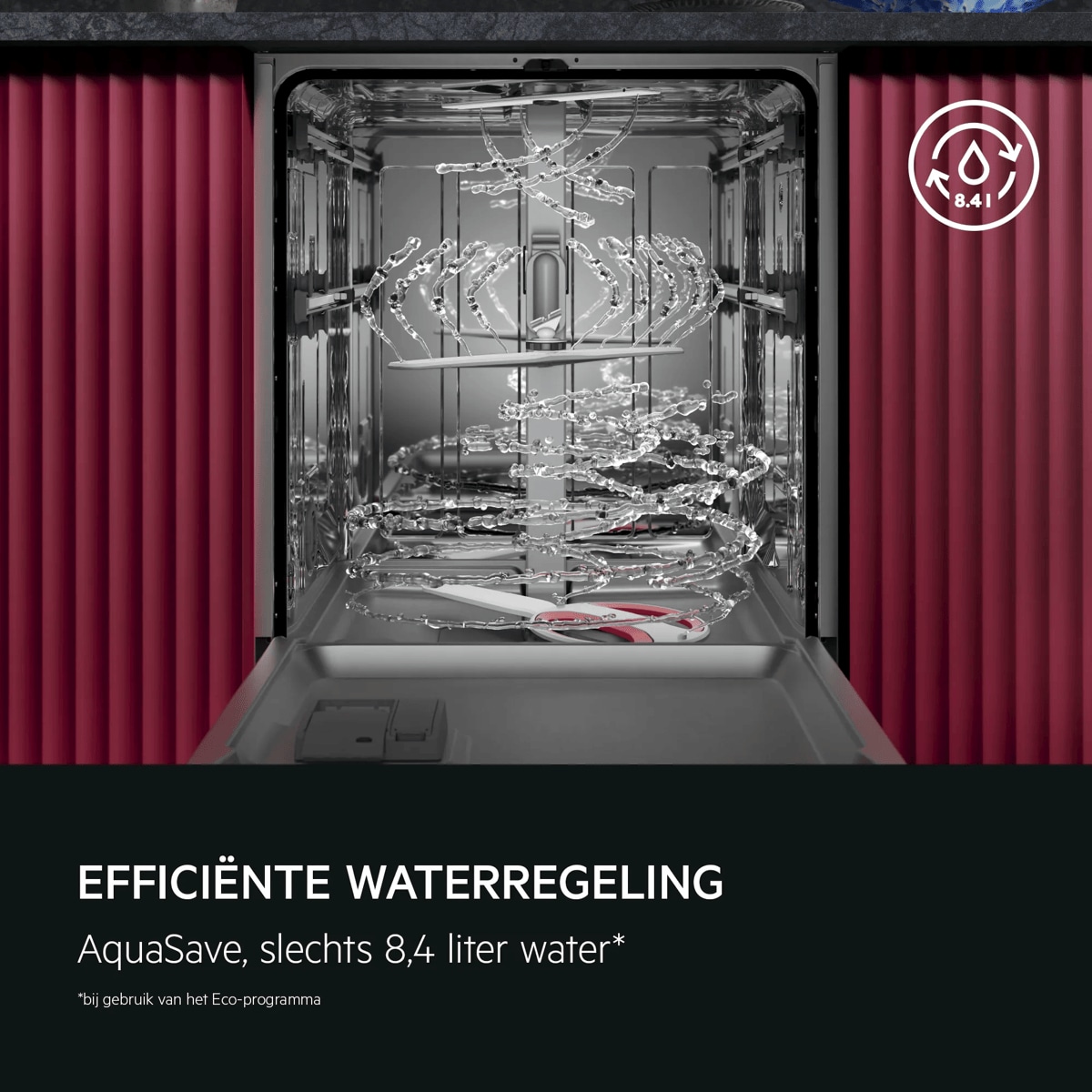  EFFICIËNTE WATERREGELING
           
            AquaSave, slechts 8,4 liter water*
          
