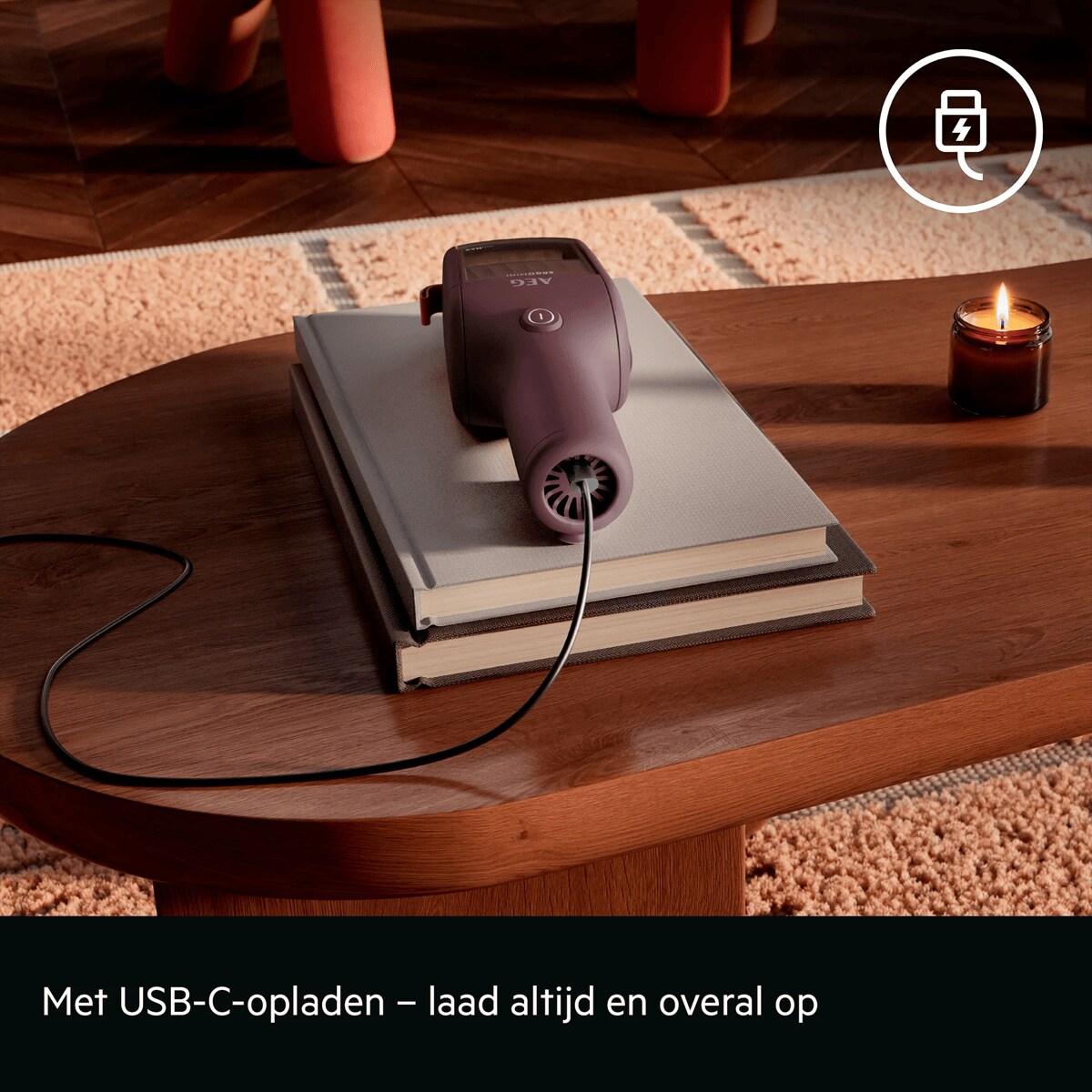 Met USB-C-opladen – laad altijd en overal op