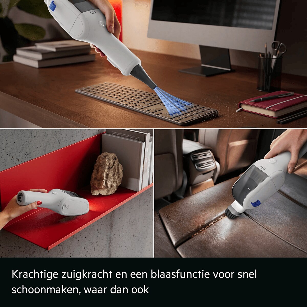 Krachtige zuigkracht en een blaasfunctie voor snel schoonmaken, waar dan ook