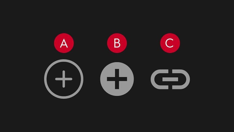 Drie verschillende pictogrammen voor "toevoegen"