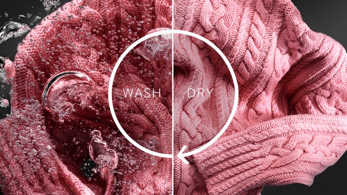Close-up van roze trui.
