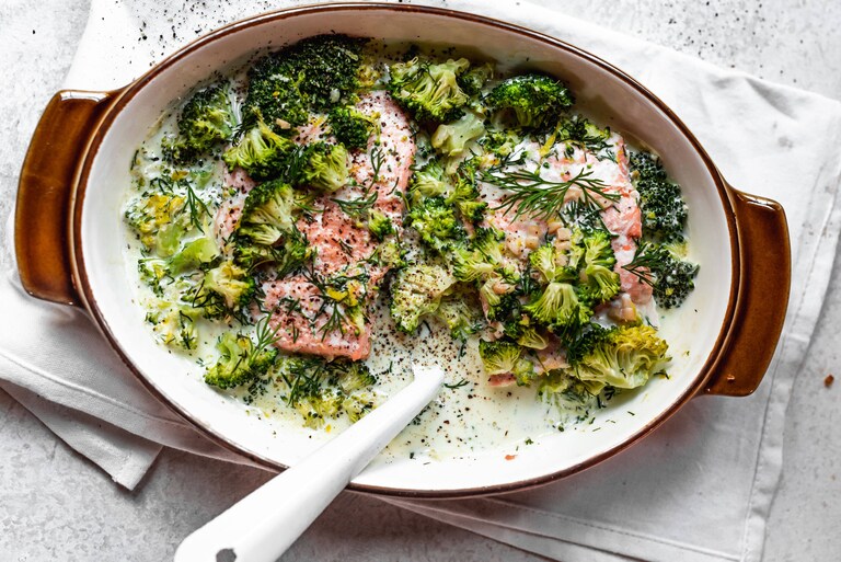 Romige ovenschotel met zalm