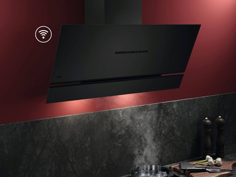 Afzuigkap met verlichting aan