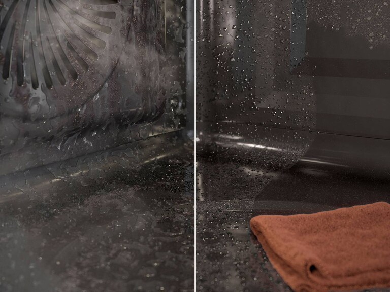 Reiniging van een oven door middel van stoom